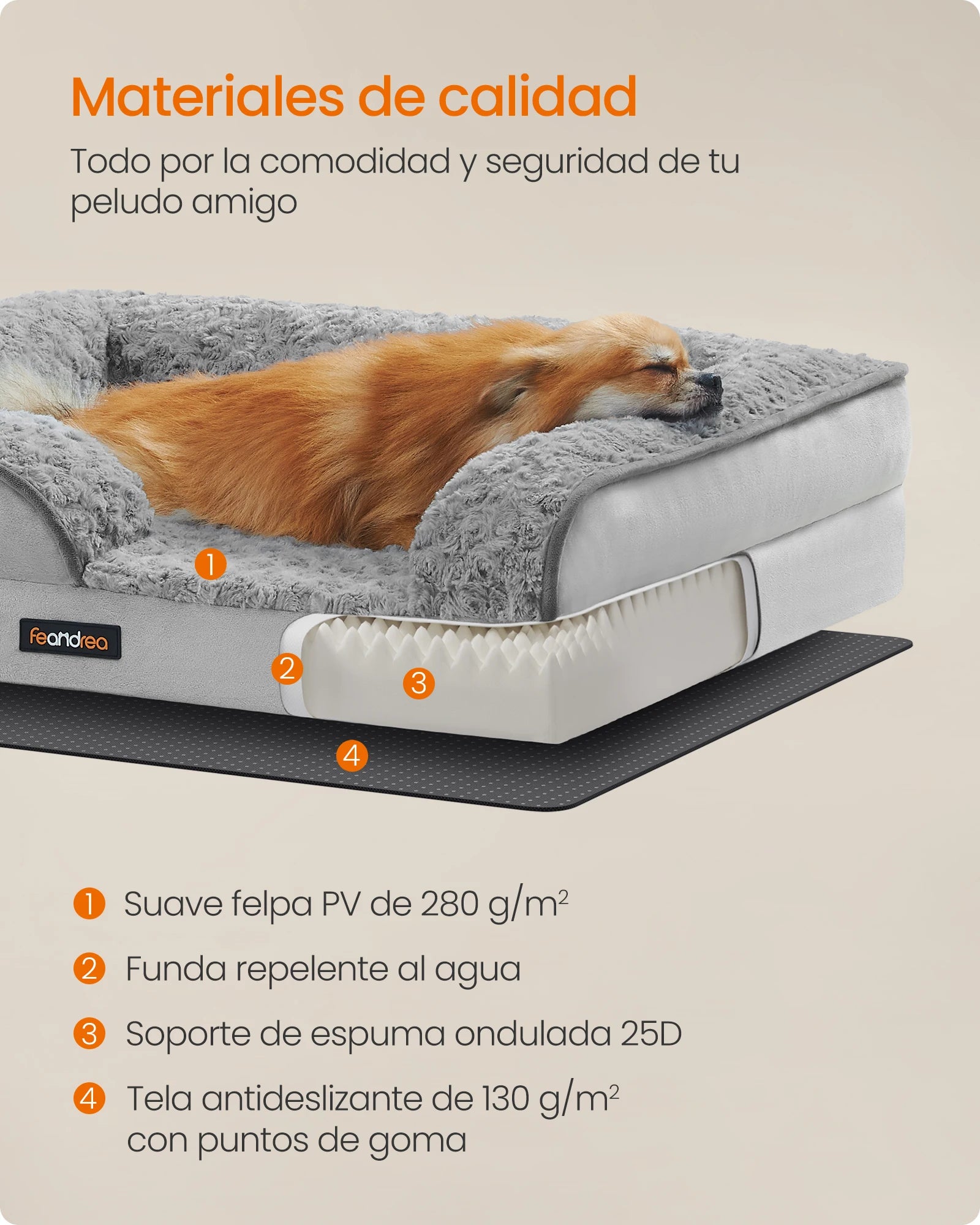 Cama Ortopédica para Perros con Espuma Viscoelástica y Bordes Elevados