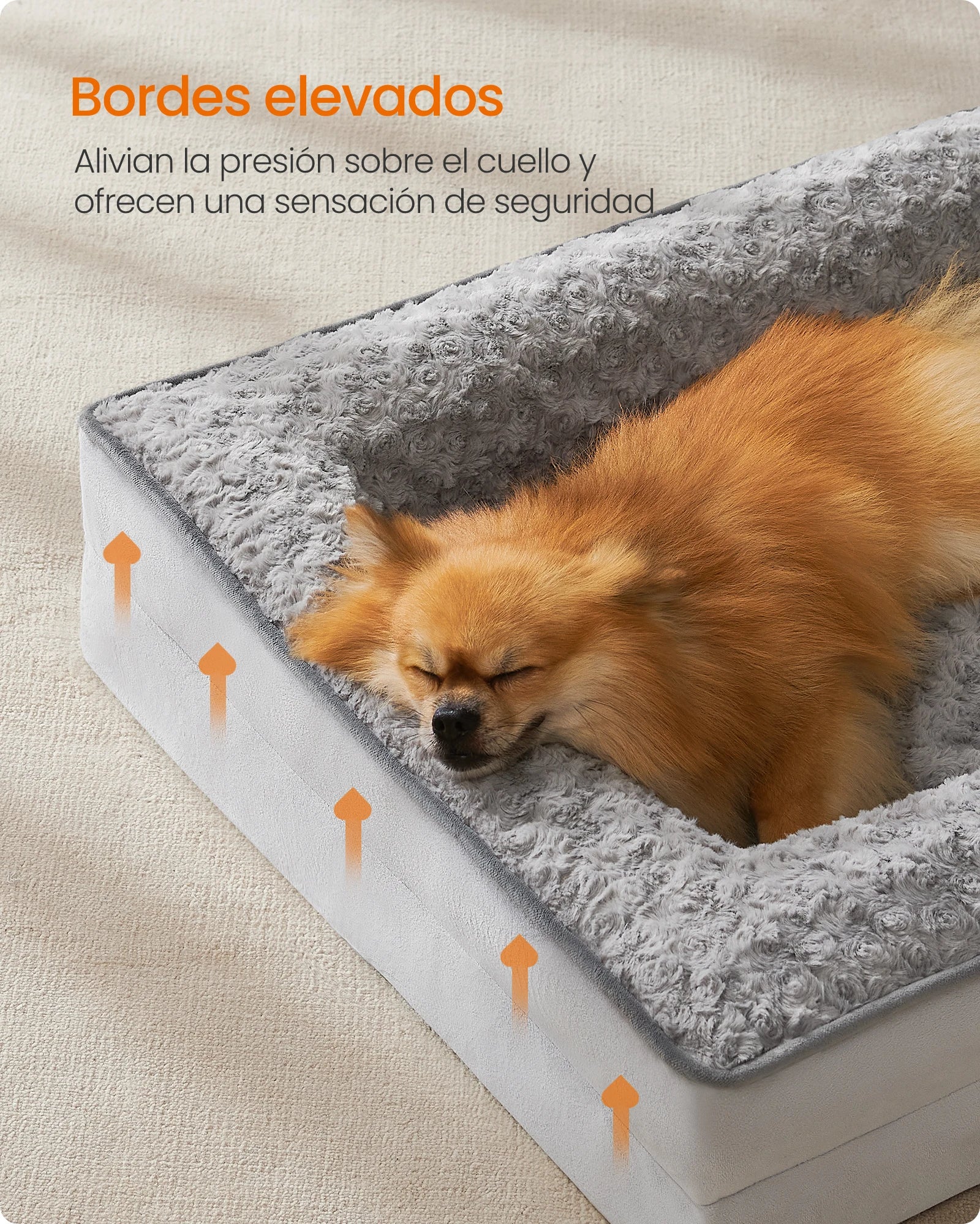 Cama Ortopédica para Perros con Espuma Viscoelástica y Bordes Elevados