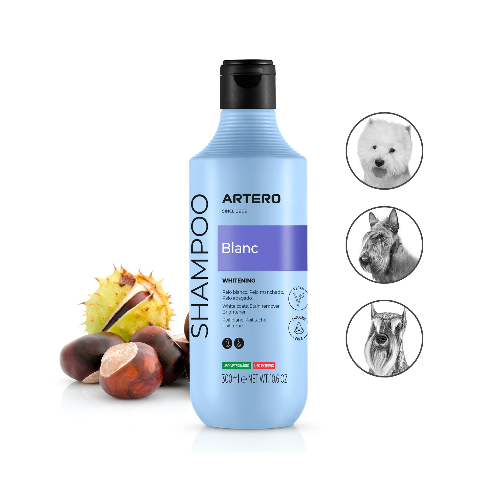 ARTERO Blanc Champú para Perros de Pelo Blanco y Negro 300 ml