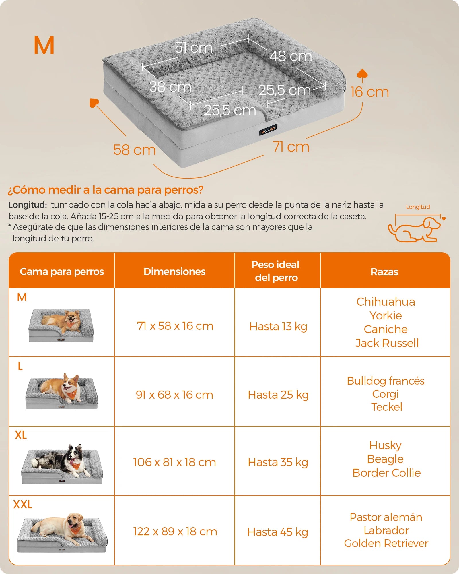 Cama Ortopédica para Perros con Espuma Viscoelástica y Bordes Elevados