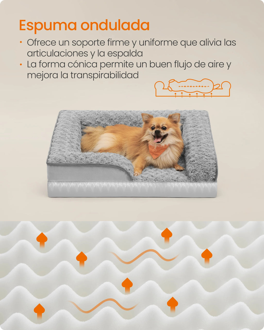 Cama Ortopédica para Perros con Espuma Viscoelástica y Bordes Elevados