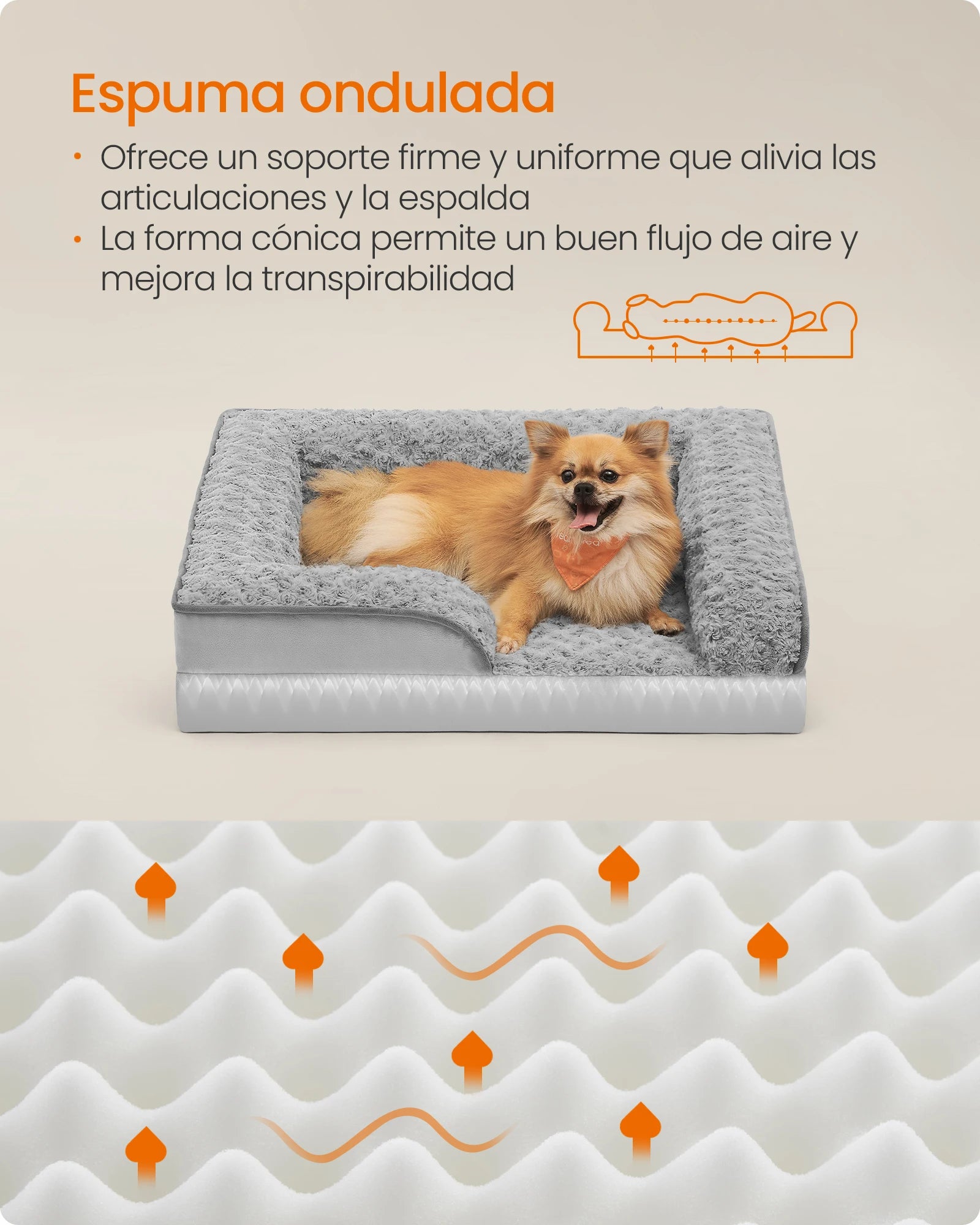 Cama Ortopédica para Perros con Espuma Viscoelástica y Bordes Elevados