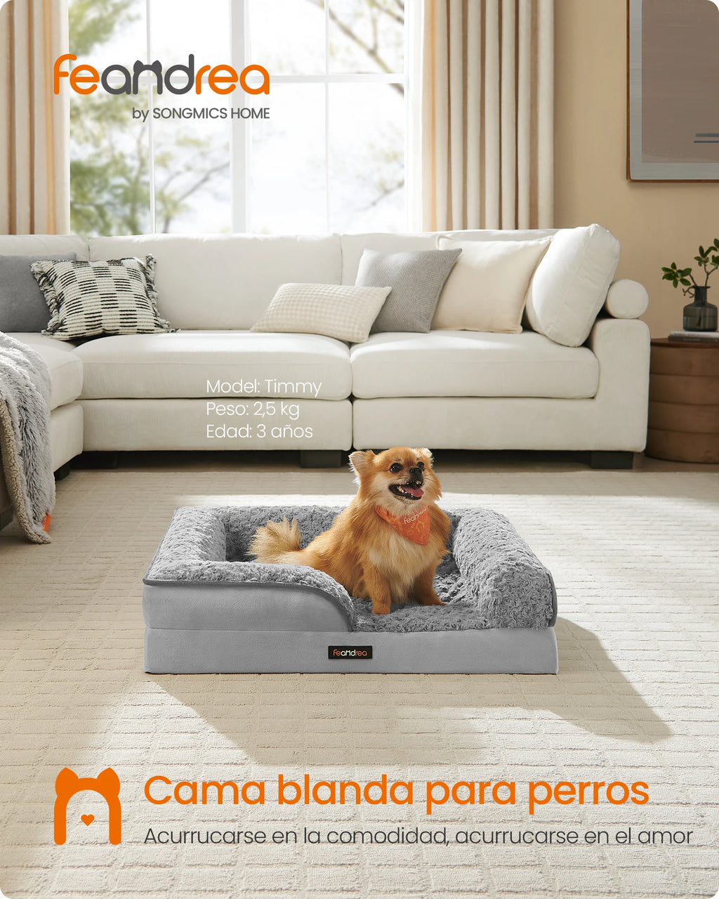Cama Ortopédica para Perros con Espuma Viscoelástica y Bordes Elevados