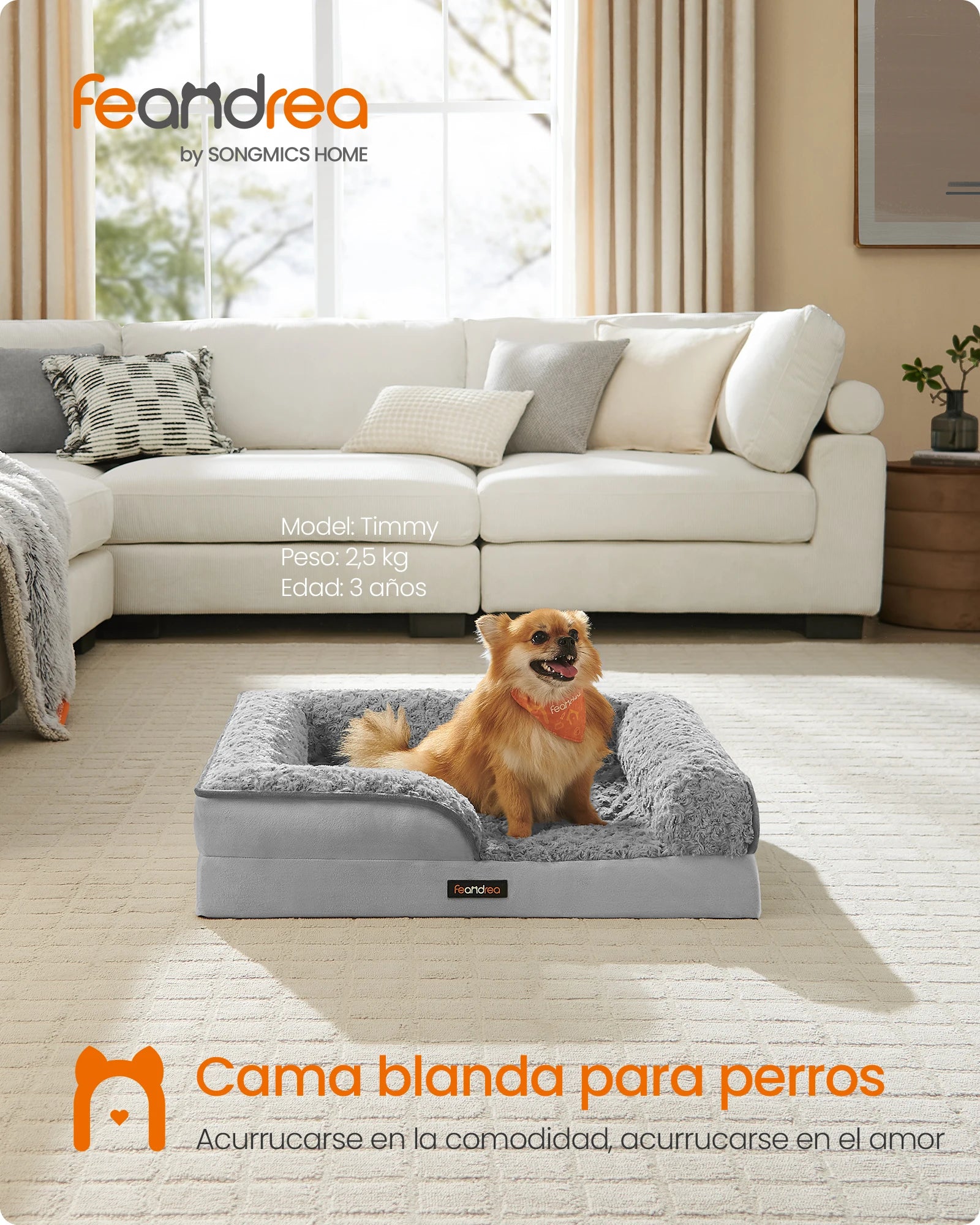 Cama Ortopédica para Perros con Espuma Viscoelástica y Bordes Elevados
