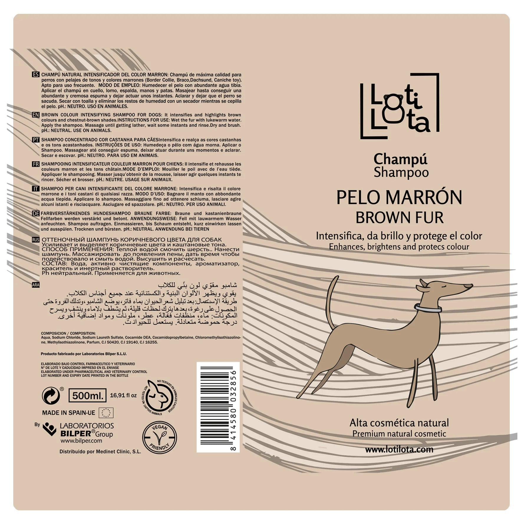 Loti Lota Champú para Perros de Pelo Marrón 500 ml