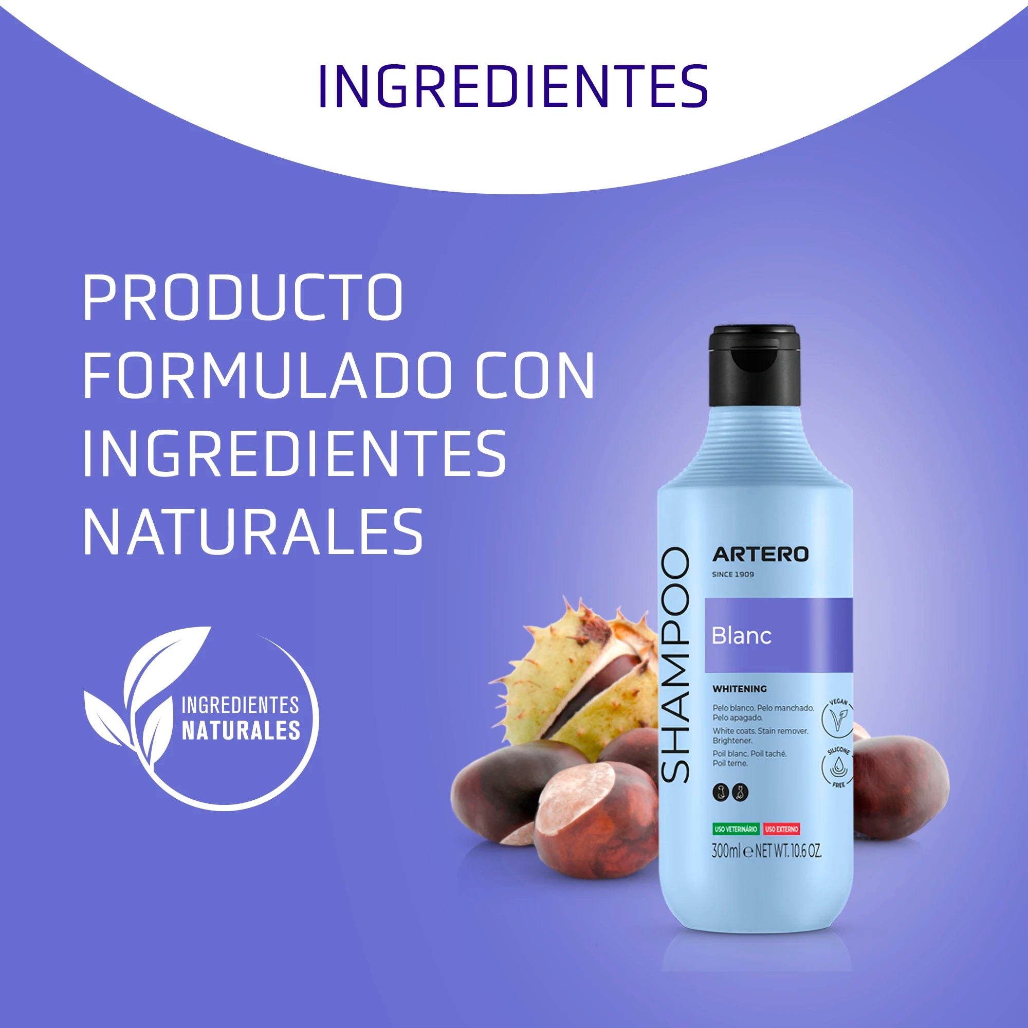 ARTERO Blanc Champú para Perros de Pelo Blanco y Negro 300 ml