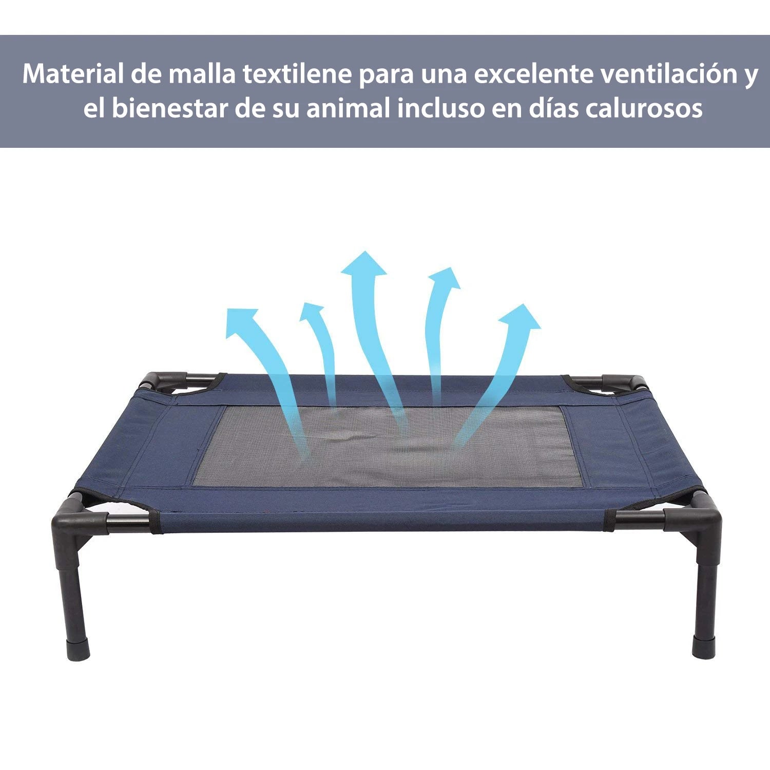 PawHut Cama Elevada para Perros con Malla Transpirable Azul