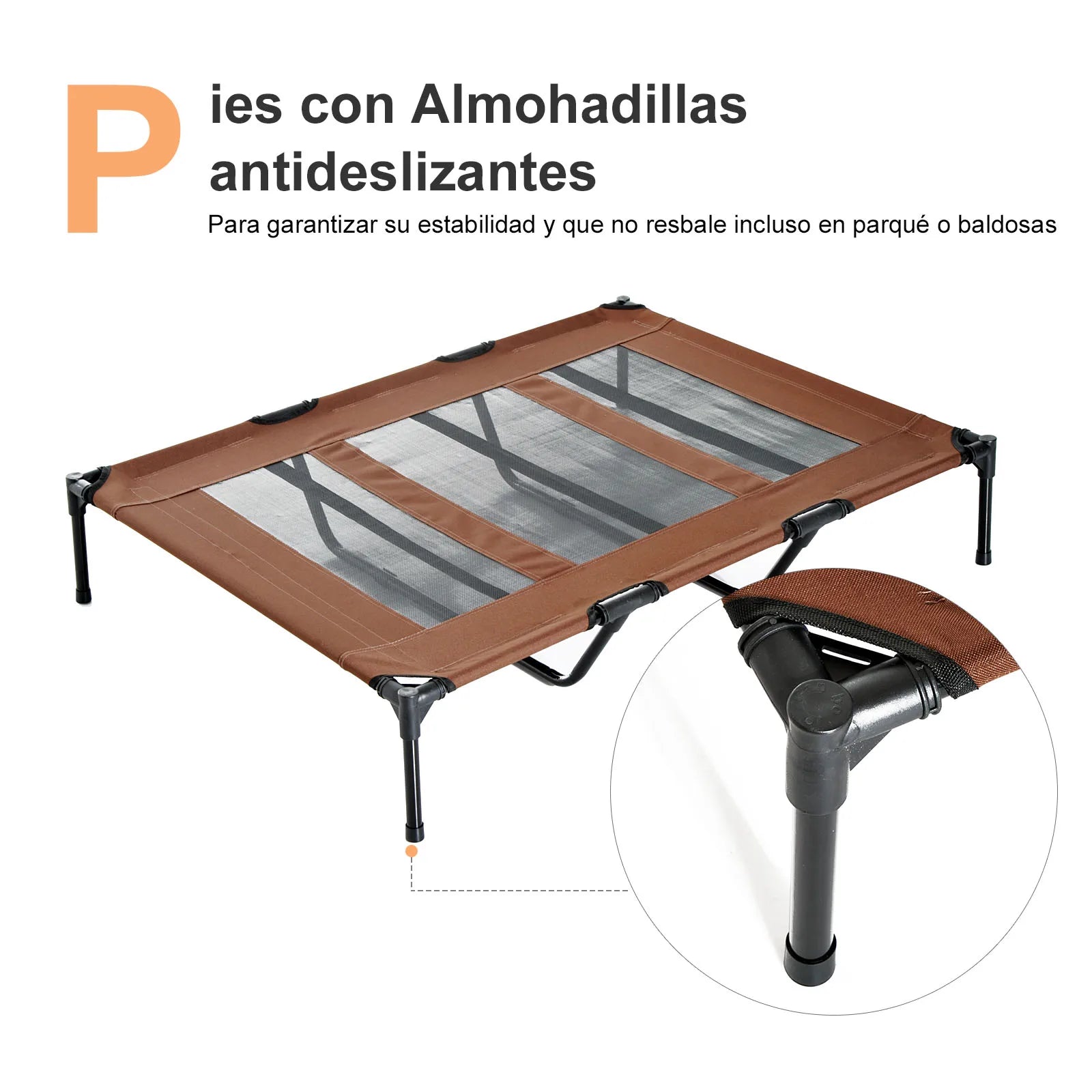 PawHut Cama Elevada Transpirable para Perros  Interior y Exterior
