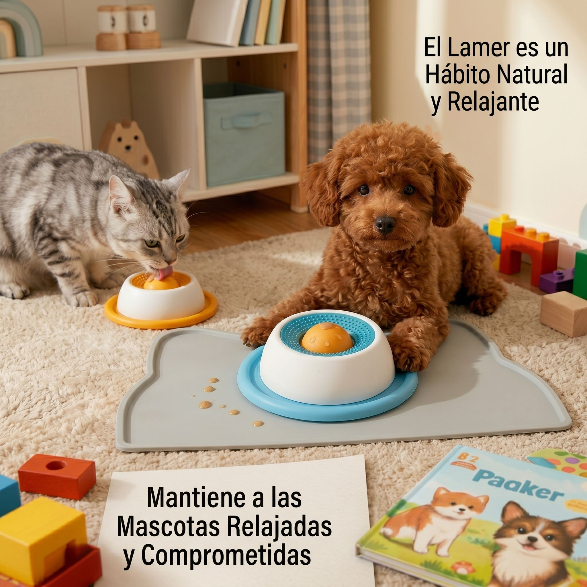 Lick Mat Interactiva para Perros y Gatos con Bola Antiestrés de Alimentación Lenta