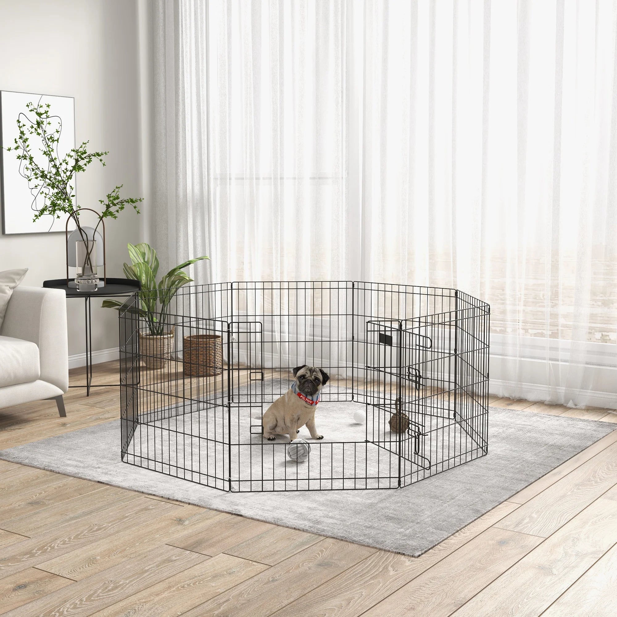 PawHut Parque plegable para perros con puerta y 8 paneles