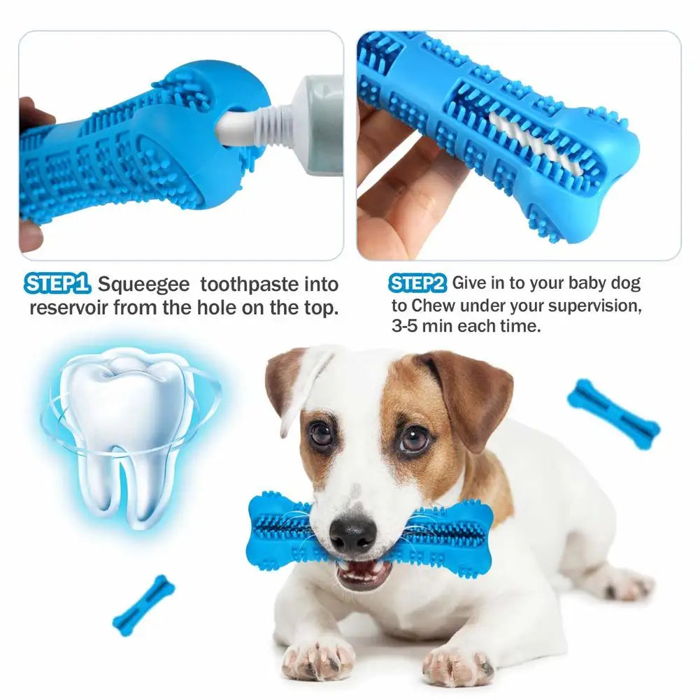 Cepillo dental de silicona limpia dientes con dispensador de pasta para perros