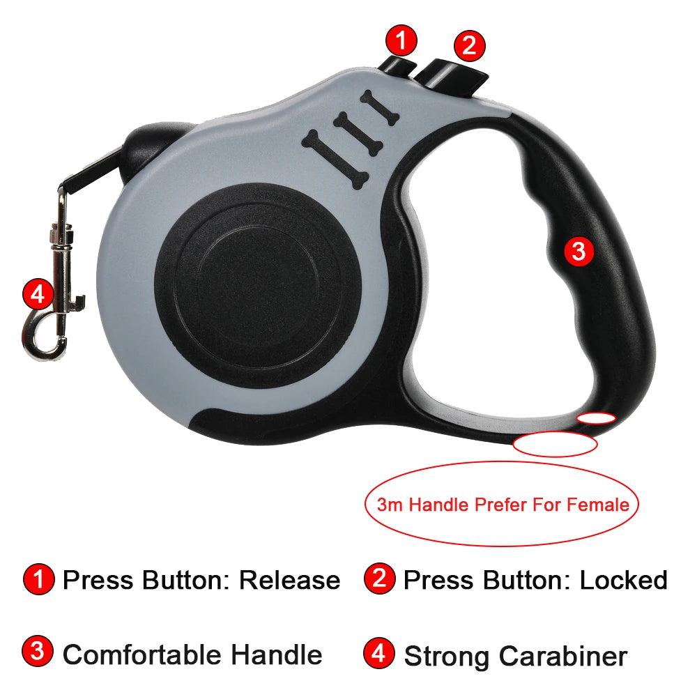 Correa Extensible para Perros Automática y Resistente de 3m y 5m