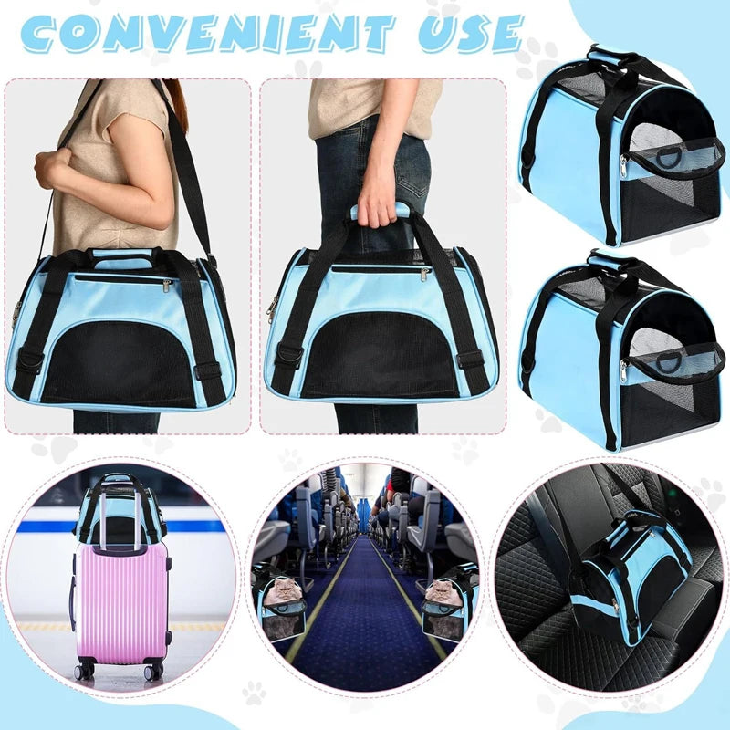 Transportín Plegable para Perros y Gatos con Malla Transpirable