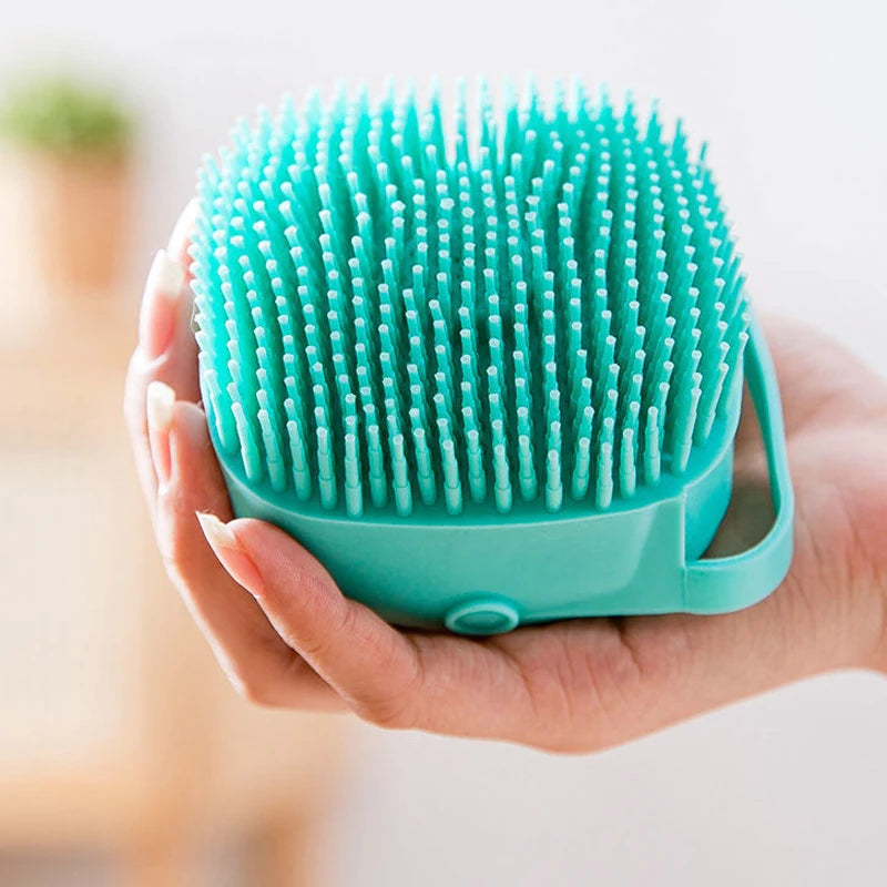 Cepillo de Baño de Silicona para Perros y Gatos con Dispensador de Champú