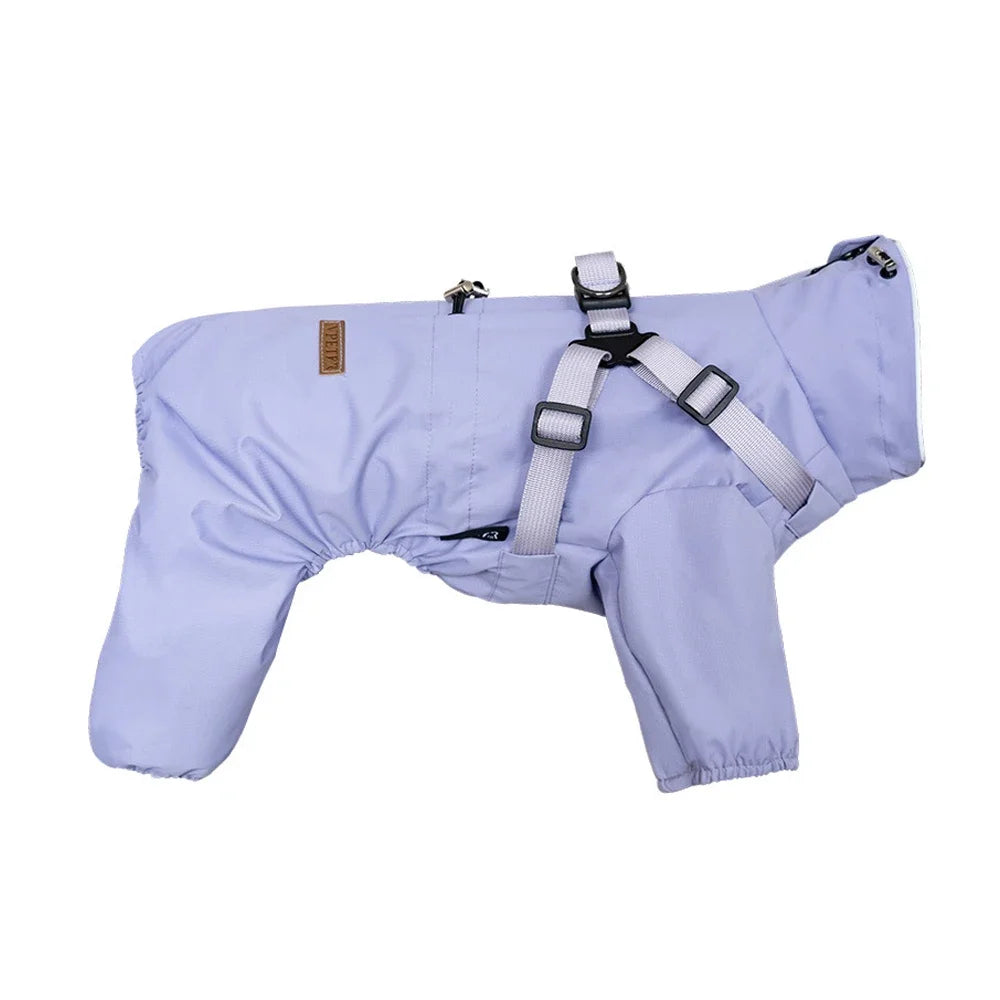 Impermeable para Perros con Arnés Integrado y Bandas Reflectantes