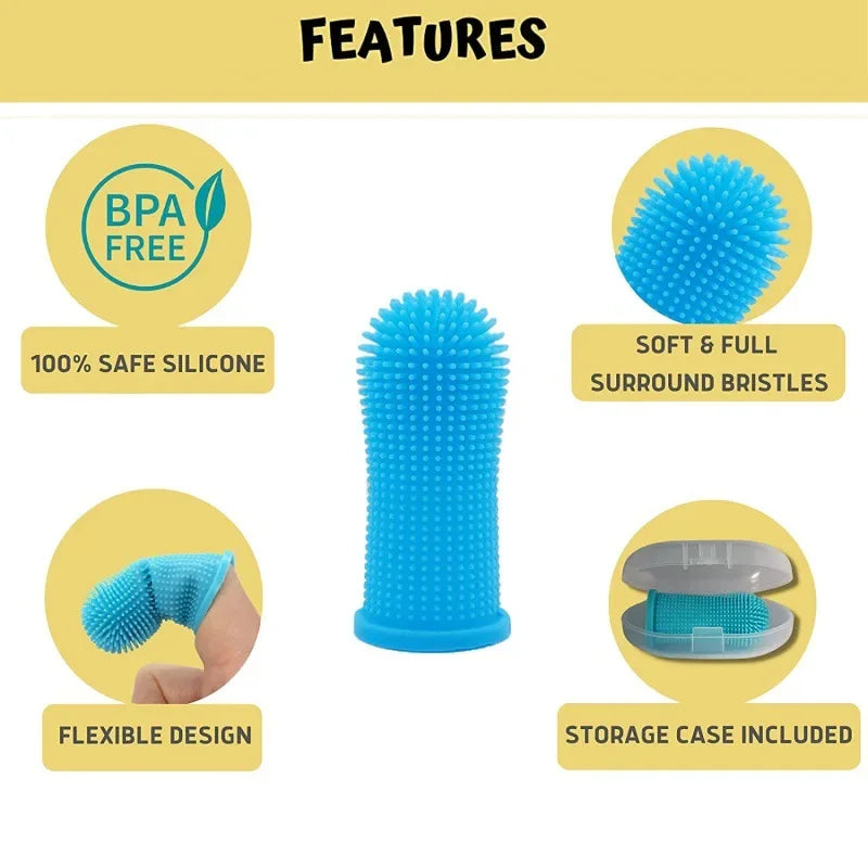 Cepillo de Dientes para Perros y Gatos de Silicona Suave Limpieza Dental 360° Higiene Bucal