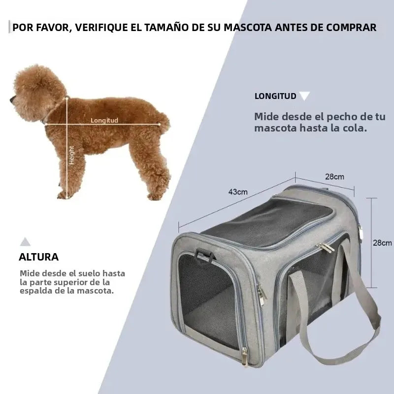 Bolso transportín para perros y gatos de viaje acolchado con malla transpirable y aprobado para avión