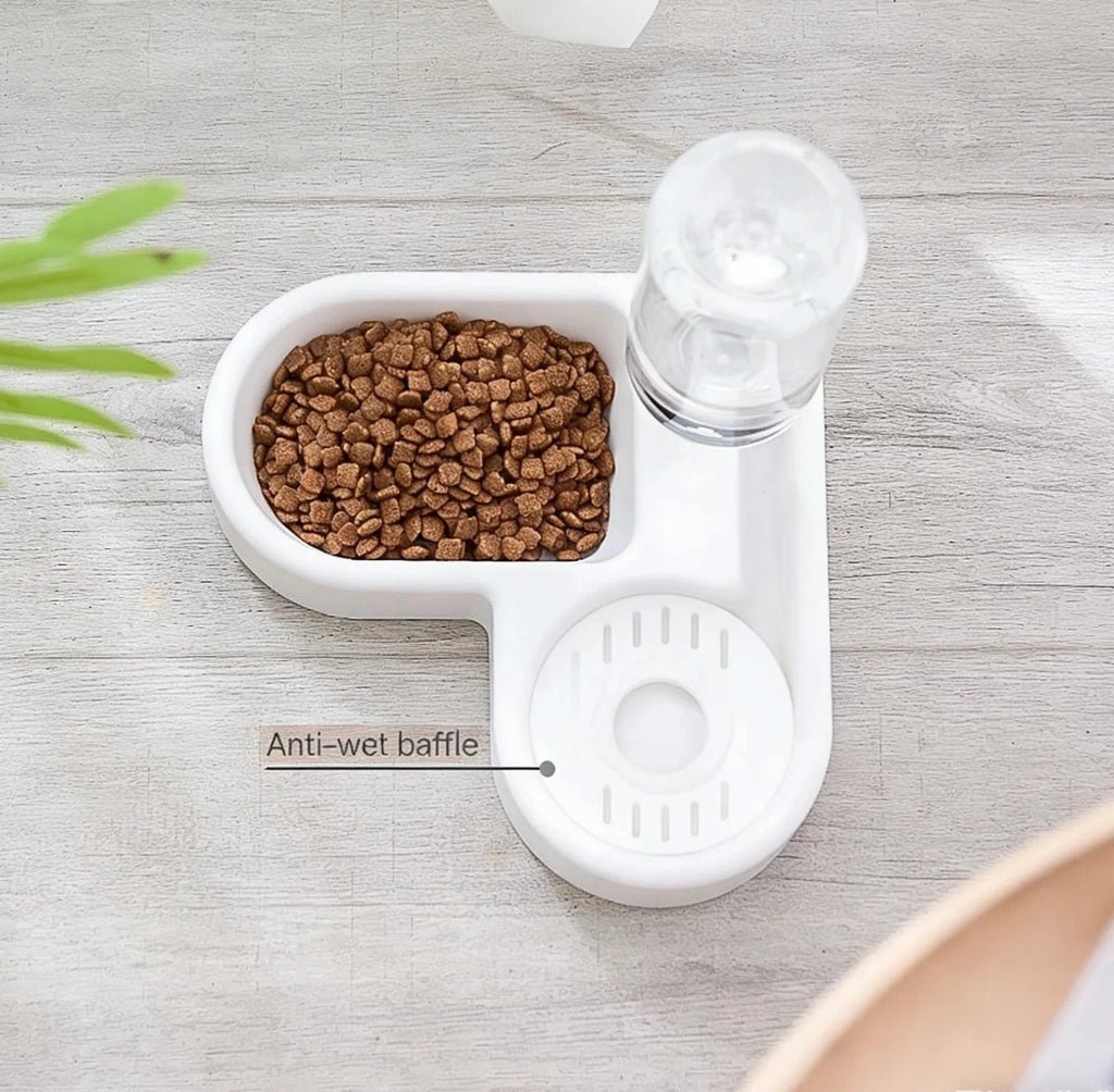 Comedero Doble para Perros y Gatos con Bebedero Automático 2 en 1
