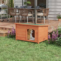 PawHut Caseta de madera para perros grandes con techo abatible