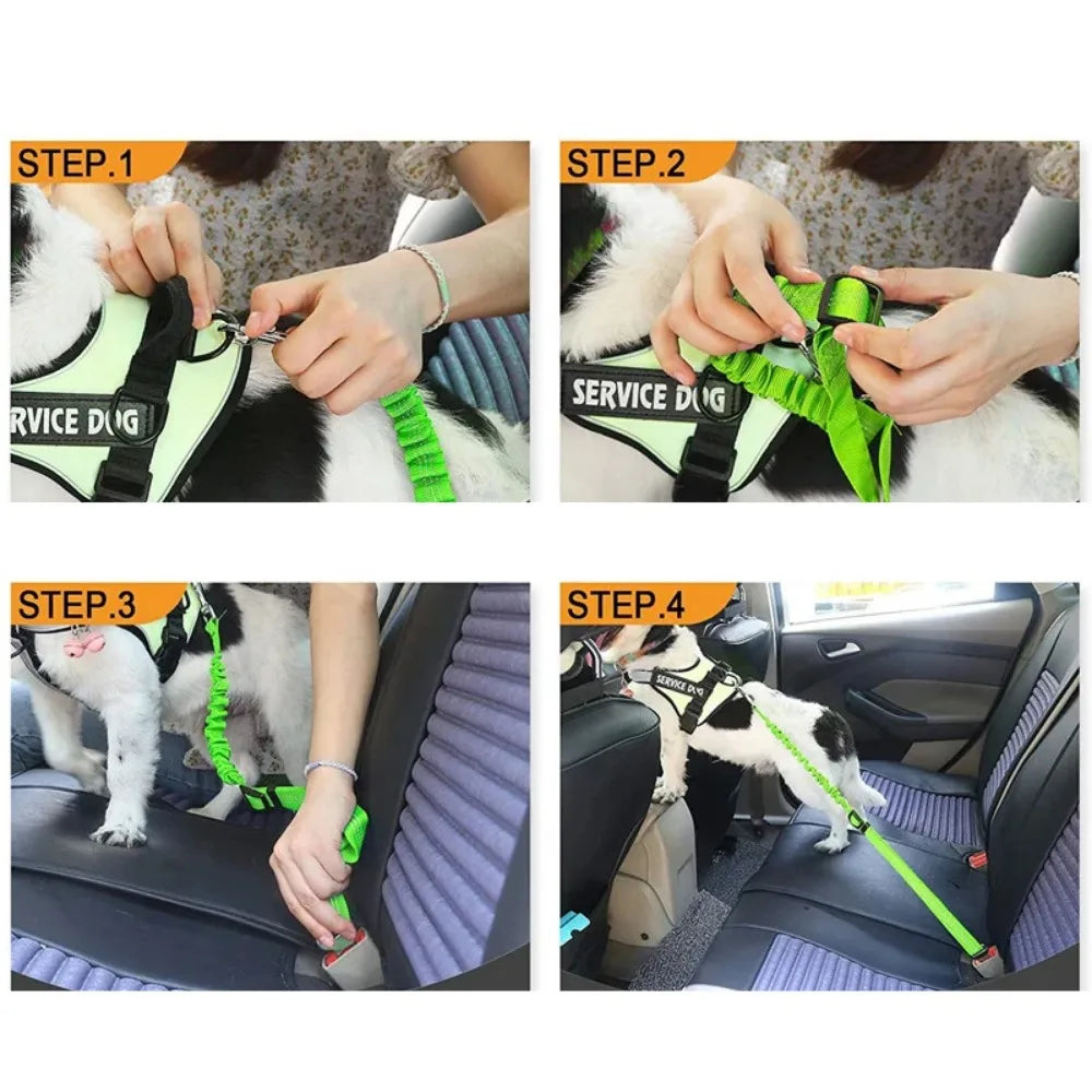 Cinturón de Seguridad Reflectante para Perros Ajustable y Elástico para Coche