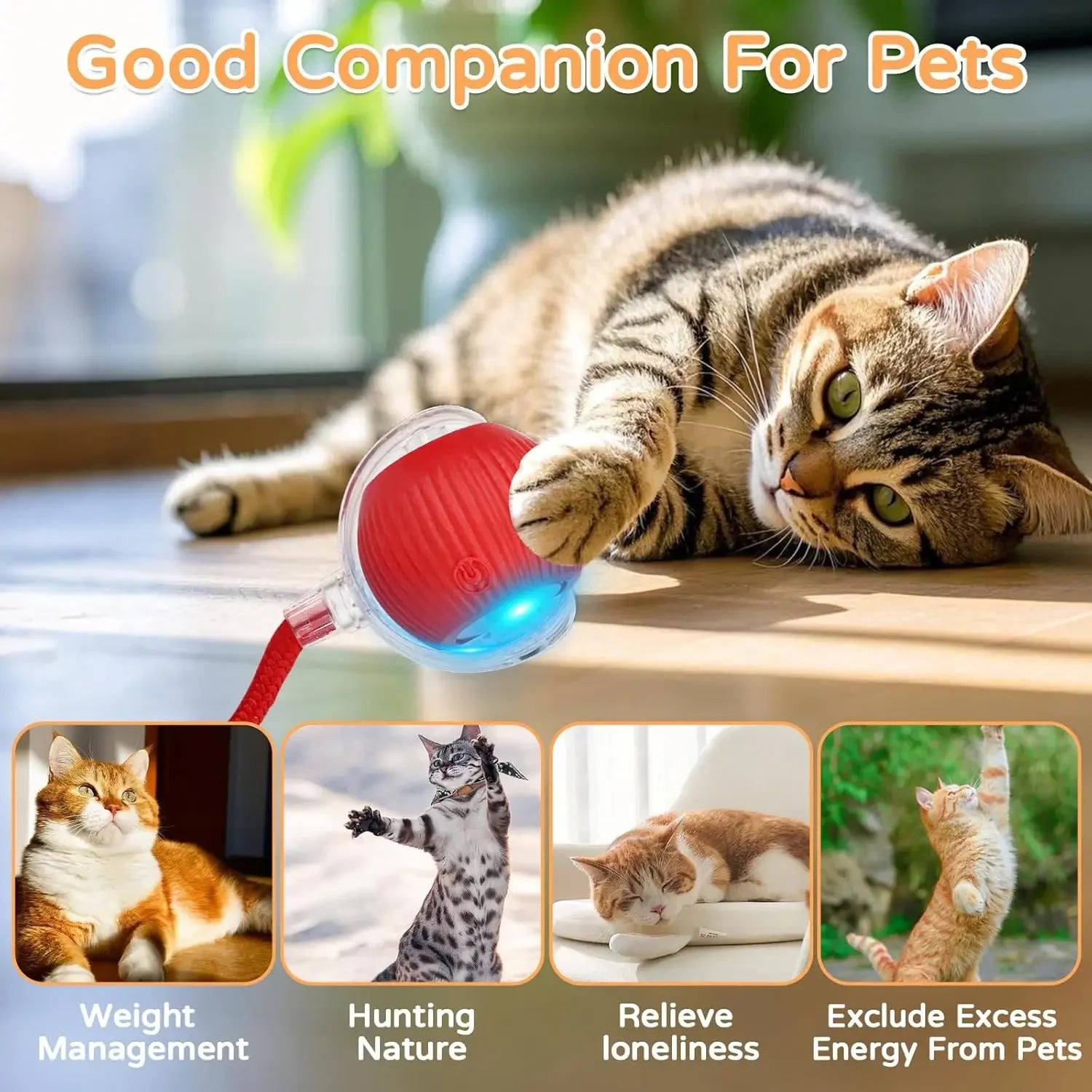 Pelota Interactiva Inteligente para Perros y Gatos con Movimiento Automático