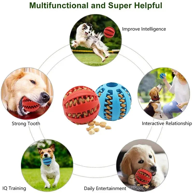 Pelota Interactiva para Perros con Dispensador de Snacks y Mordedor Dental
