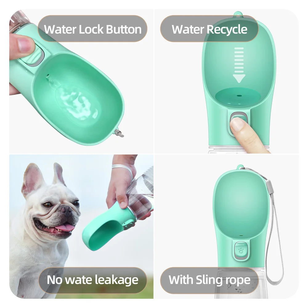 Botella de Agua Portátil Antifugas para Perros y Gatos para Paseos y Viajes