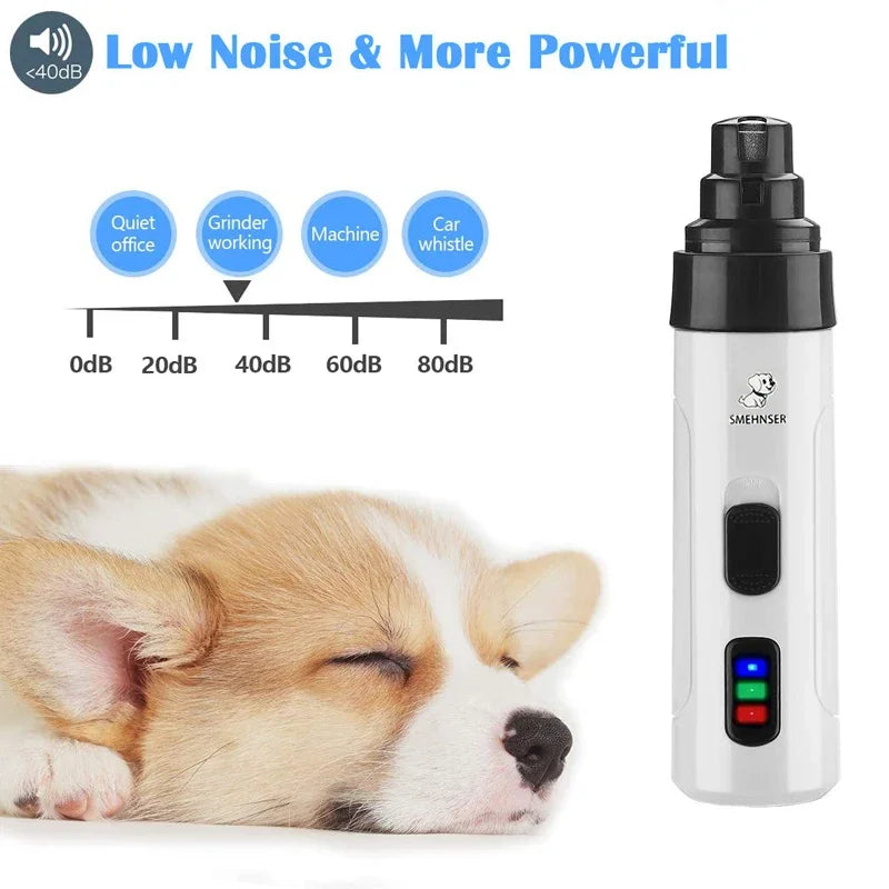Lima eléctrica para uñas de perros y gatos recargable USB silenciosa y sin dolor