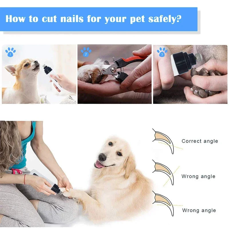Lima eléctrica para uñas de perros y gatos recargable USB silenciosa y sin dolor