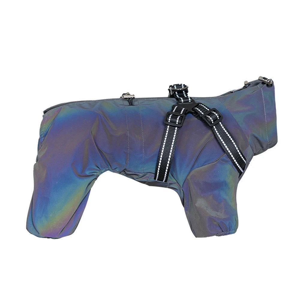 Impermeable para Perros con Arnés Integrado y Bandas Reflectantes