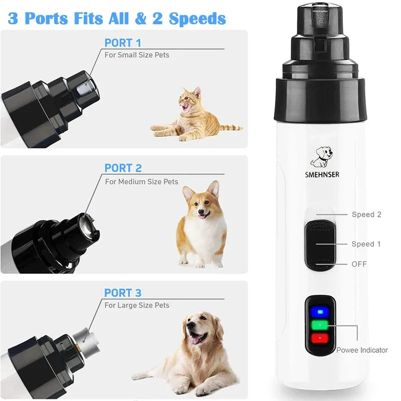 Lima eléctrica para uñas de perros y gatos recargable USB silenciosa y sin dolor