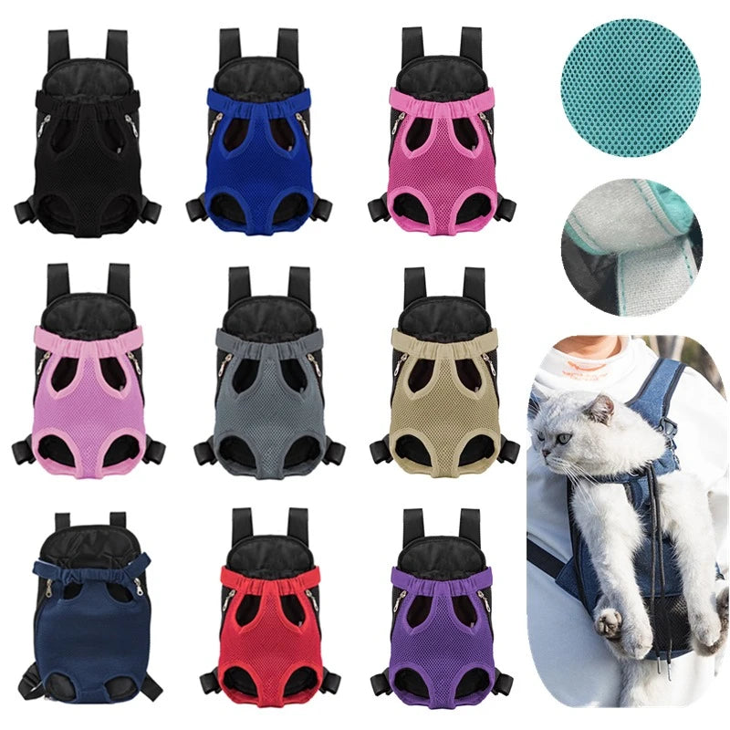 Mochila Transportín Frontal para Perros y Gatos Pequeños Transpirable y Ajustable