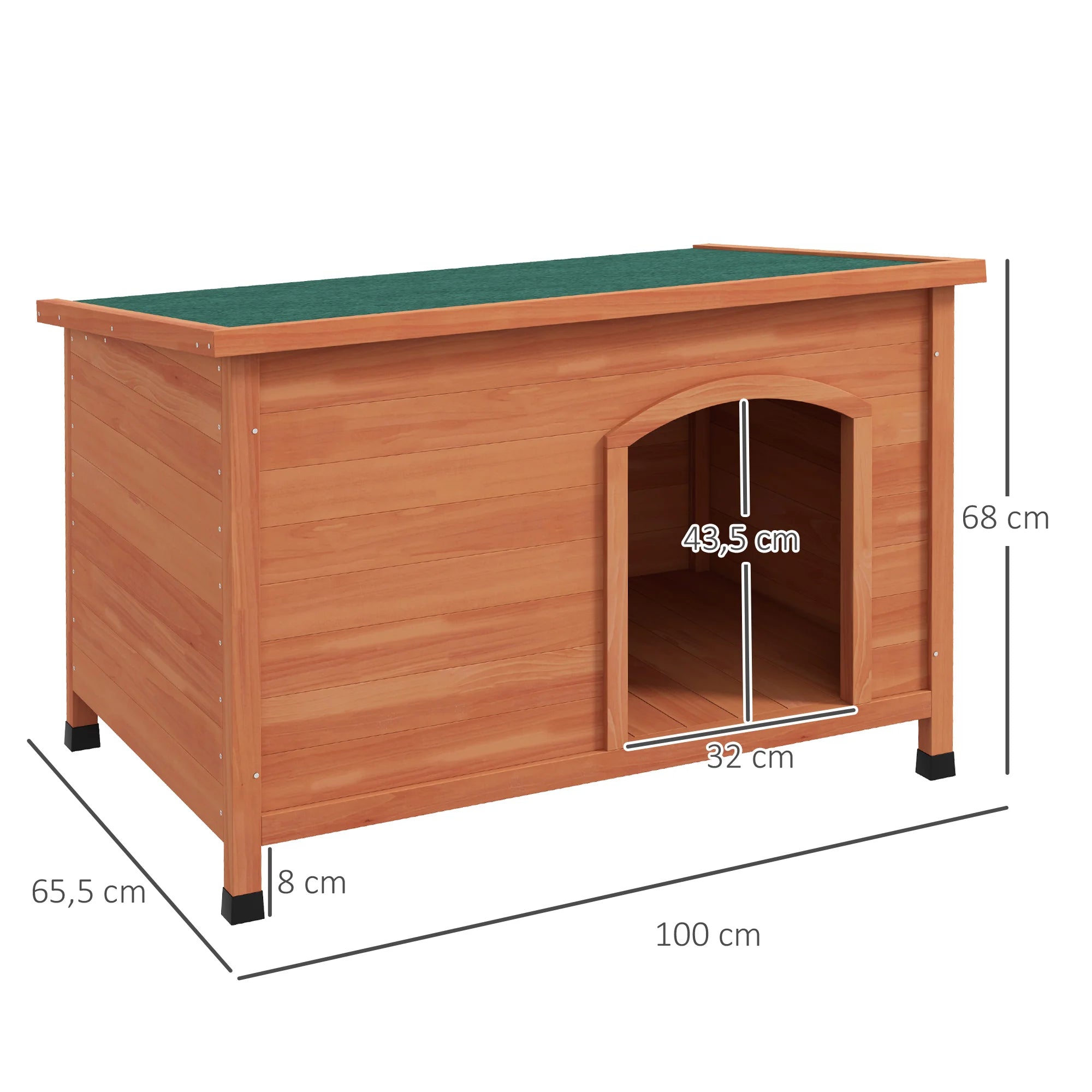 PawHut Caseta de madera para perros grandes con techo abatible