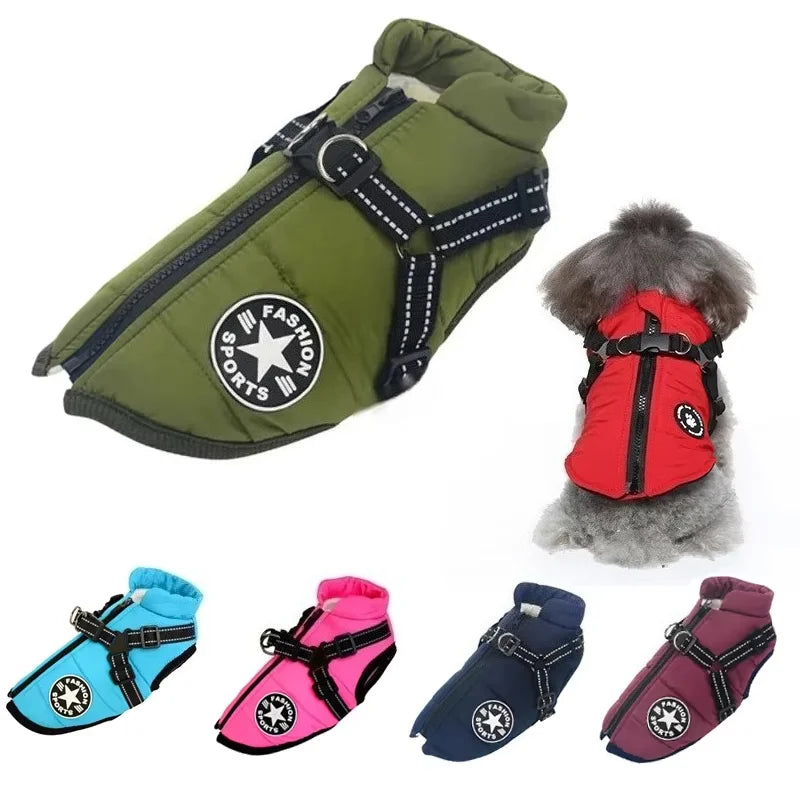 Abrigo Impermeable para Perros con Arnés Integrado para Invierno
