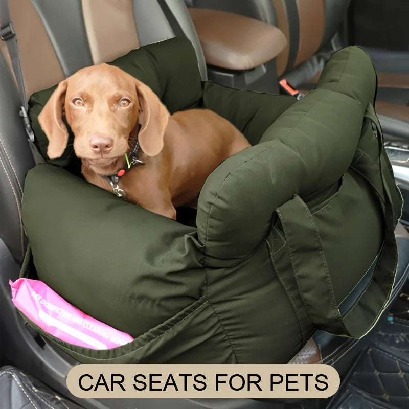 Asiento de Coche para Perros Pequeños con Cinturón de Seguridad y Base Antideslizante