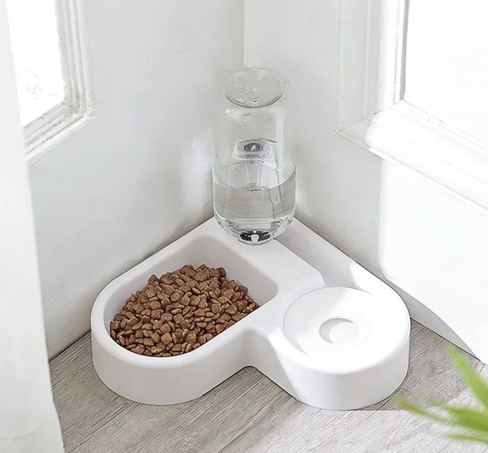 Comedero Doble para Perros y Gatos con Bebedero Automático 2 en 1