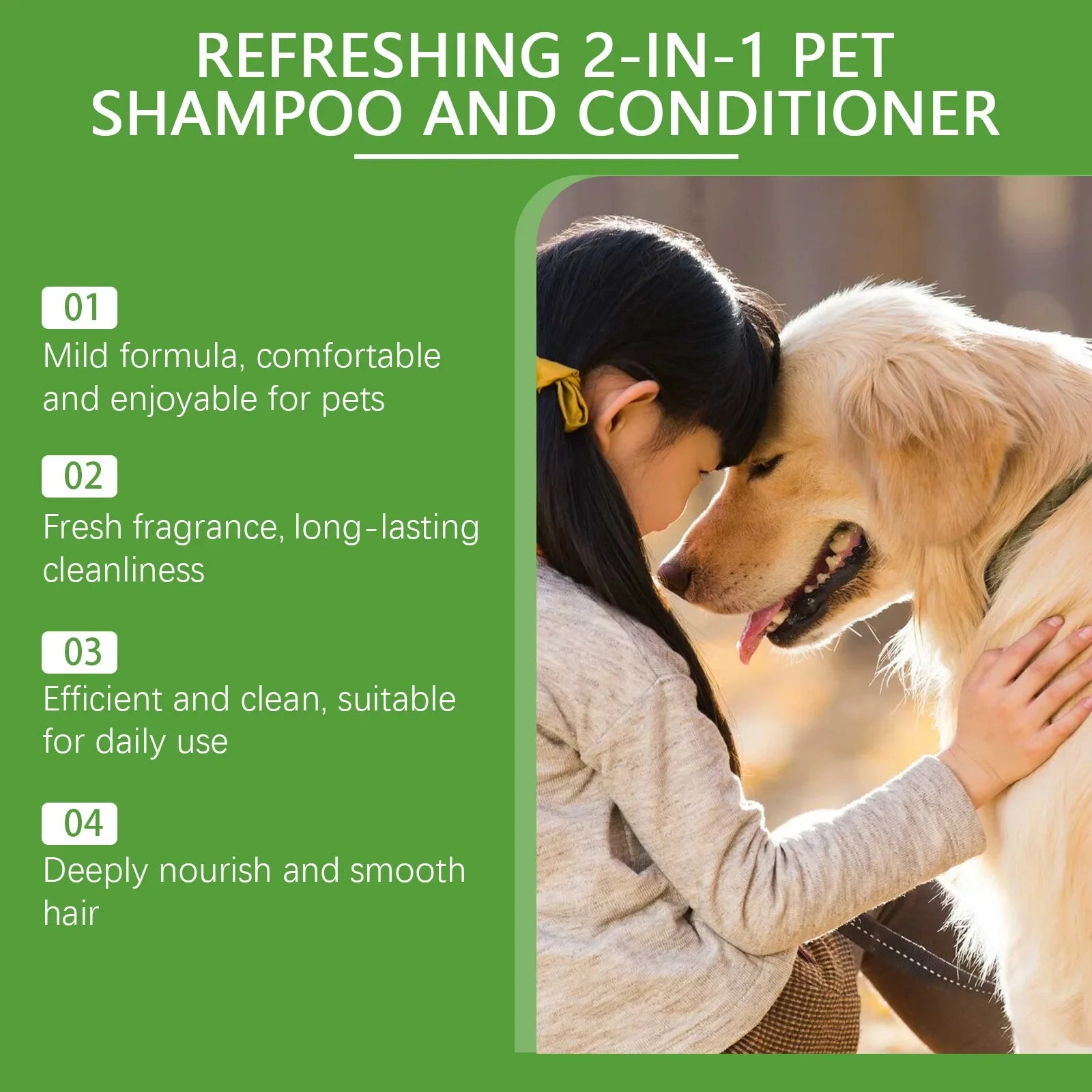YEGBONG Champú y Acondicionador 2 en 1 para perros y gatos – hidratación y limpieza suave