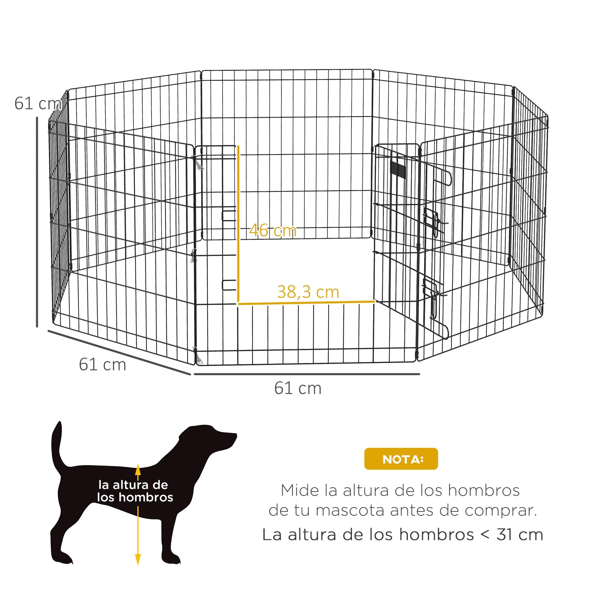 PawHut Parque plegable para perros con puerta y 8 paneles