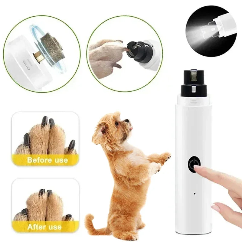 Lima eléctrica para uñas de perros y gatos recargable con luz LED silenciosa
