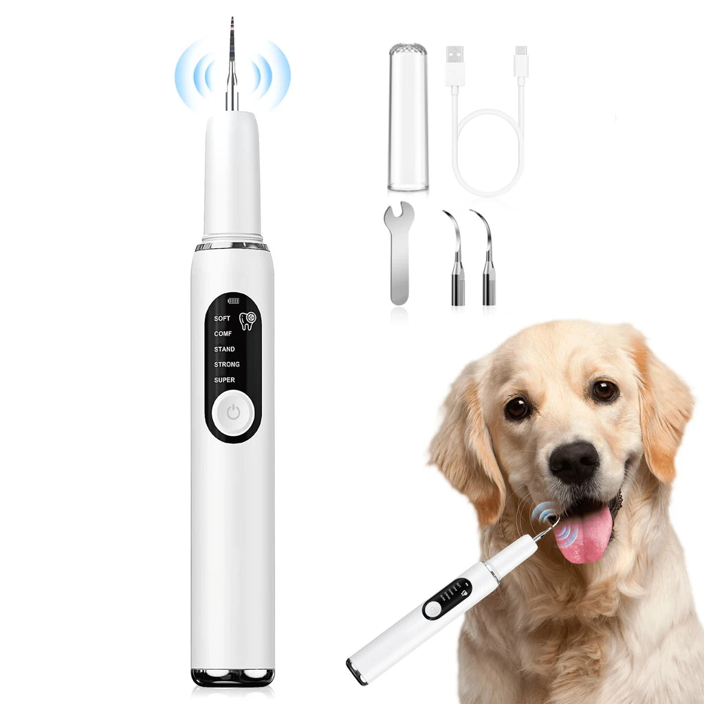 Limpiador dental ultrasónico para perros y gatos con luz LED y eliminación de sarro