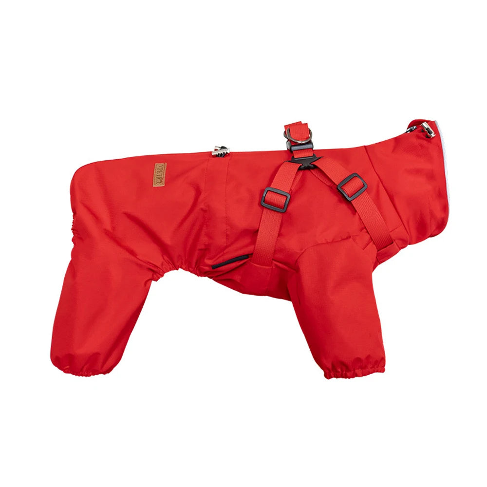 Impermeable para Perros con Arnés Integrado y Bandas Reflectantes