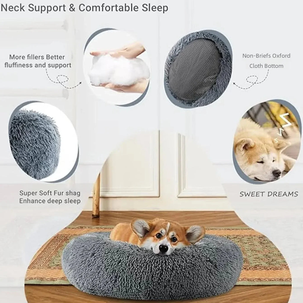 Cama Redonda Antiestrés para Perros y Gatos Súper Suave