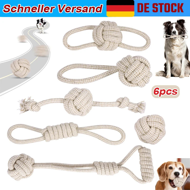 Set de 6 Cuerdas Mordedoras para Perros Juguetes de Limpieza Dental