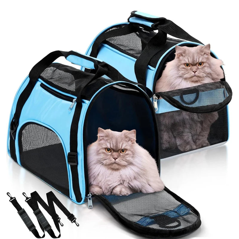Transportín Plegable para Perros y Gatos con Malla Transpirable