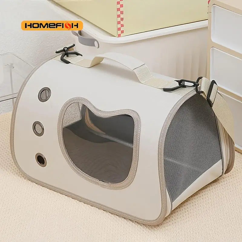 Transportín Plegable para Perros y Gatos Pequeños Transpirable y Portátil