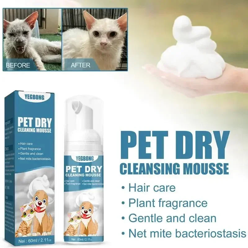 YEGBONG Champú en espuma sin agua para perros y gatos – limpieza rápida sin baño