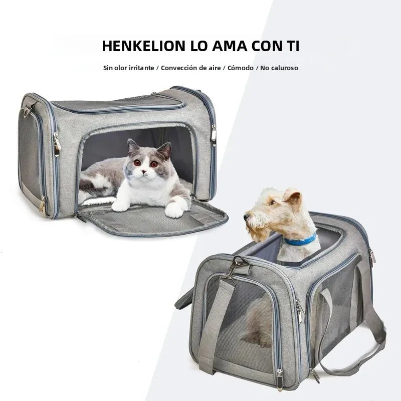 Bolso transportín para perros y gatos de viaje acolchado con malla transpirable y aprobado para avión