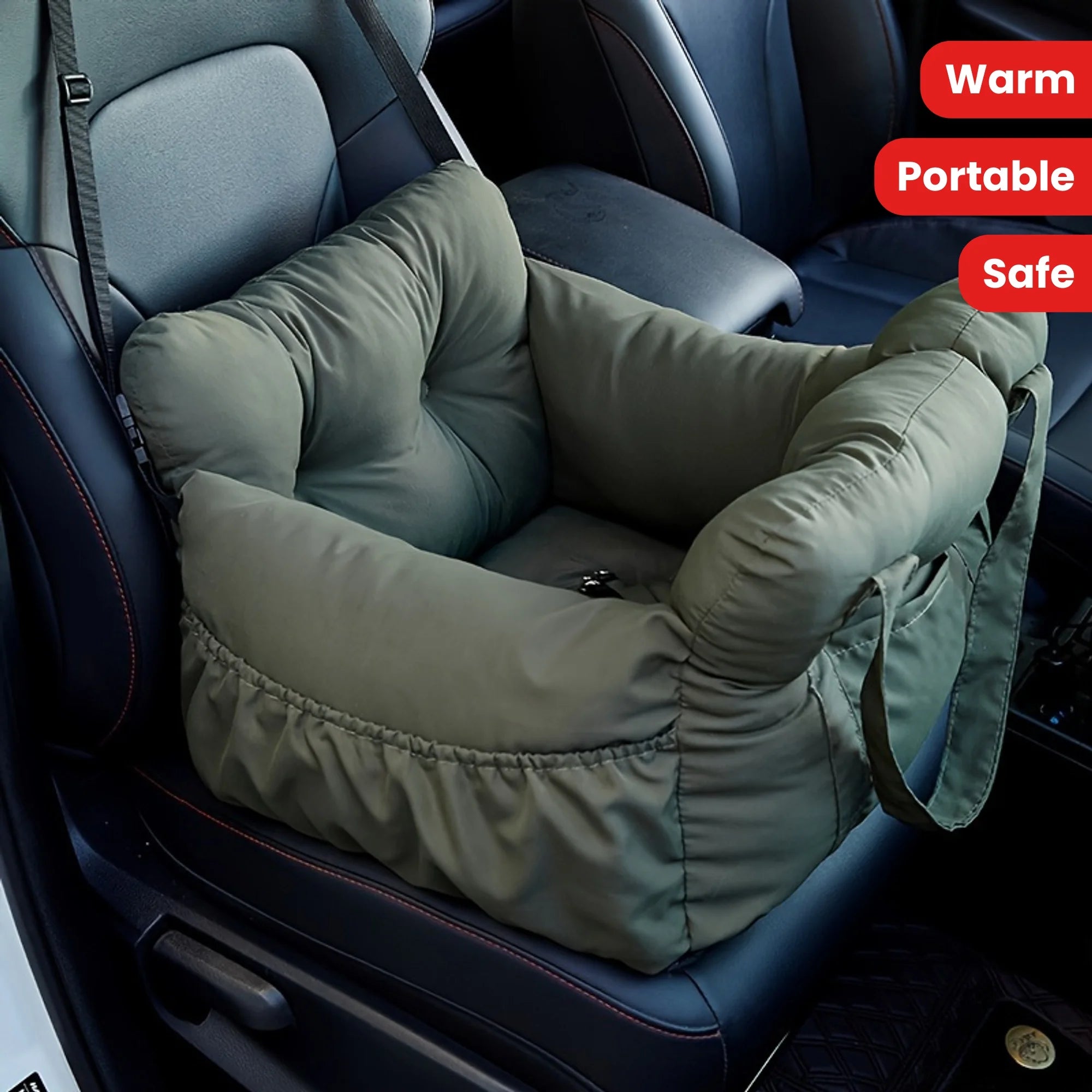 Asiento de Coche para Perros Pequeños con Cinturón de Seguridad y Base Antideslizante