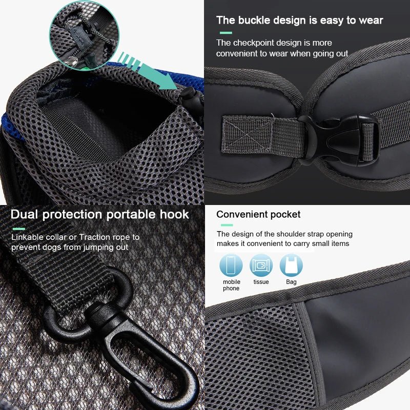 Bolso Transportín Bandolera para Perros y Gatos Pequeños Transpirable y Ajustable