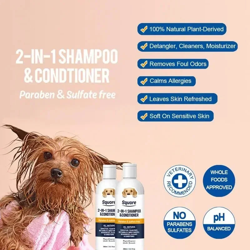 Champú y Acondicionador 2 en 1 para Cachorros y Perros – Piel sensible